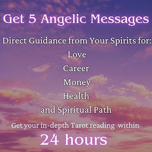 Ontvang 5 berichten van engelen over liefde, carrière, geld, gezondheid en spiritualiteit. Maak contact met het goddelijke. Ontvang inzichten binnen 24 uur