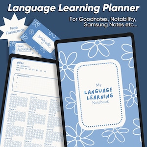Language Learning Planner and Notebook, Workbook, Study and Learn Korean, Chinese, Japanese, French, Arabic, Spanish, German, English