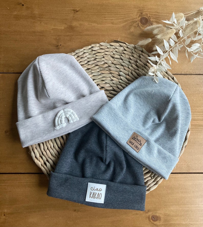 Hipster Beanie für Herbst / Winter gerippte Beanie / Mütze für Kinder und Erwachsene Hipster Beanie Junge und Mädchen ciao Kakao Bild 2