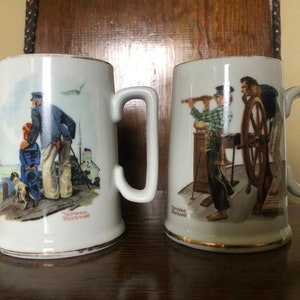 Vintage Set of 2 Norman Rockwell Mugs