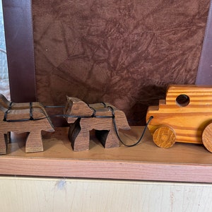 Vintage Wooden carved horses and carriage