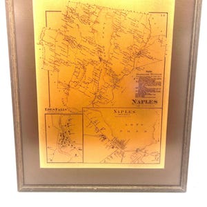 Vintage 1871 Framed Map Naples Maine
