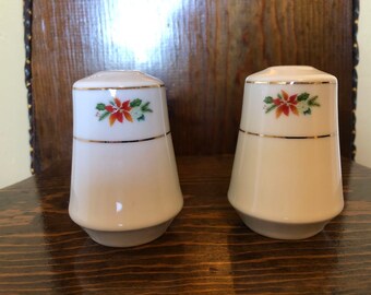 Vintage Christmas Salt and Pepper Holly Shakers