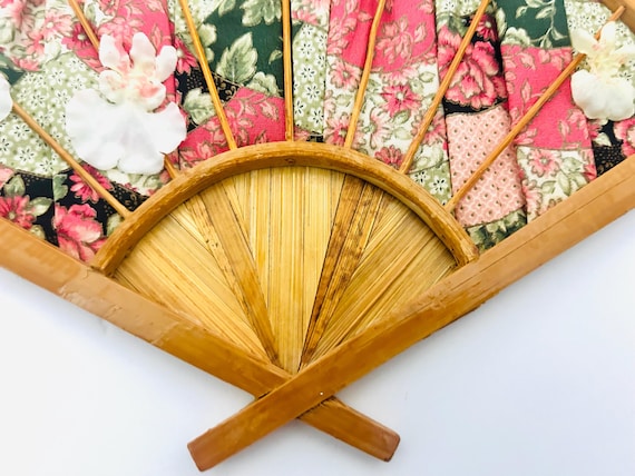 Vintage Patchwork Hand Fan - image 4
