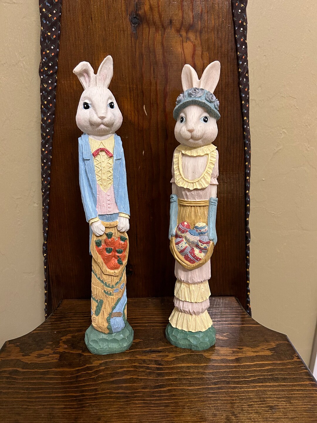 Vintage Easter Mr and Mrs Rabbit Figurines - Etsy