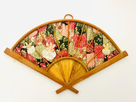 Vintage Patchwork Hand Fan - image 1