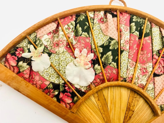 Vintage Patchwork Hand Fan - image 2