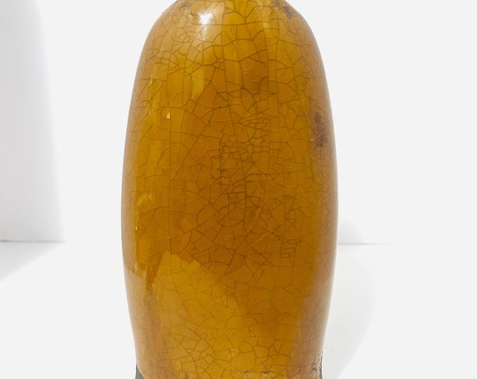 Vintage Orange Crackle Glaze Vase
