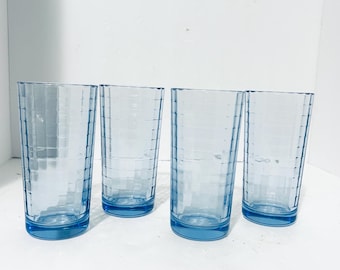 Windowpane Optic Blue Drink Glasses
