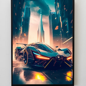 Futuristic Supercar Digital Art, Download Now, Art Download, Digital Poster | Car Art | Printable Art | Generative art | Ai Art |