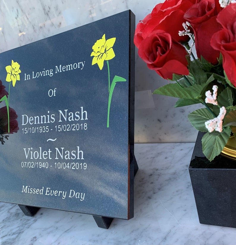 Memorial Grave Plaques Stone Engraved Headstone Marker Black Granite