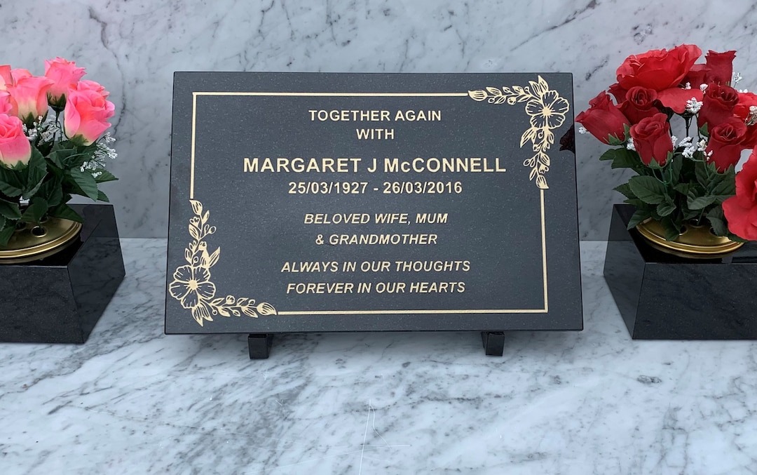 Memorial Grave Plaques Stone Engraved Headstone Marker Black Granite