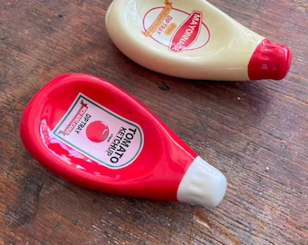 Ceramic Ketchup Mayo Dip Tray Set