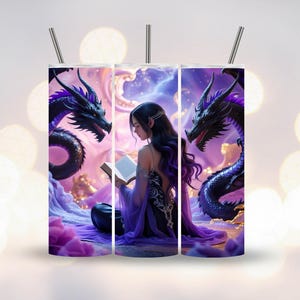 Fantasy Book Dragon Tumbler Wrap: 20oz Skinny Tumbler PNG (Digital Download