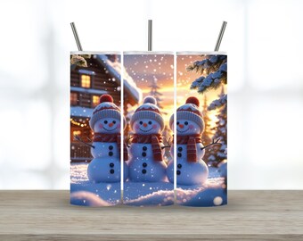 Christmas Snowman Tumbler Wrap: Winter Wonderland 20oz Skinny Design (PNG Digital Download