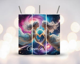 Gemini PNG, 20oz Skinny Tumbler, Zodiac Astrology, Digital Download, Horoscope