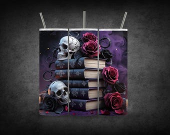 Dark Romance PNG, 20oz Skinny Tumblers, Spicy Book, Digital Download, Gothic Bookish Tumbler Design
