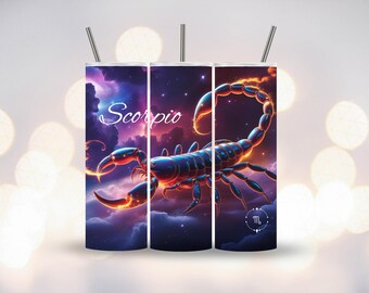 Skorpion PNG, Horoskop Sublimationsdesign, digitaler Download, 20 Unzen Skinny Tumbler