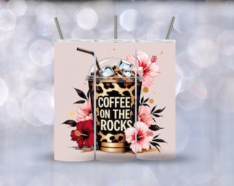 Iced Coffee PNG, 20oz Skinny Tumblers, Cold Brew Tumbler Design, High-Resolution Digital Download