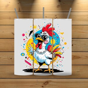 Crazy Chicken Print Tumbler PNG Design, Funny Farm Animal Tumbler Wrap, Silly Chicken Sublimation PNG, Country Chicken Cup Design