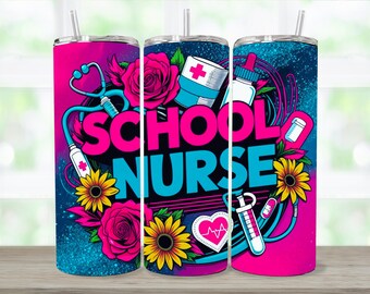 Enfermera escolar PNG, vaso delgado de 20 oz, descarga digital, alta resolución