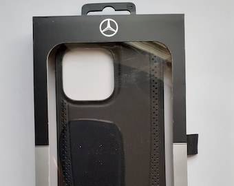 Mercedes-Benz Hard case iPhone 14 Pro Max Real Leather Perforated Black