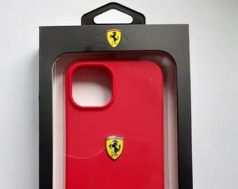 Étui rigide Ferrari pour iPhone 15, Coque arrière Silicone rouge