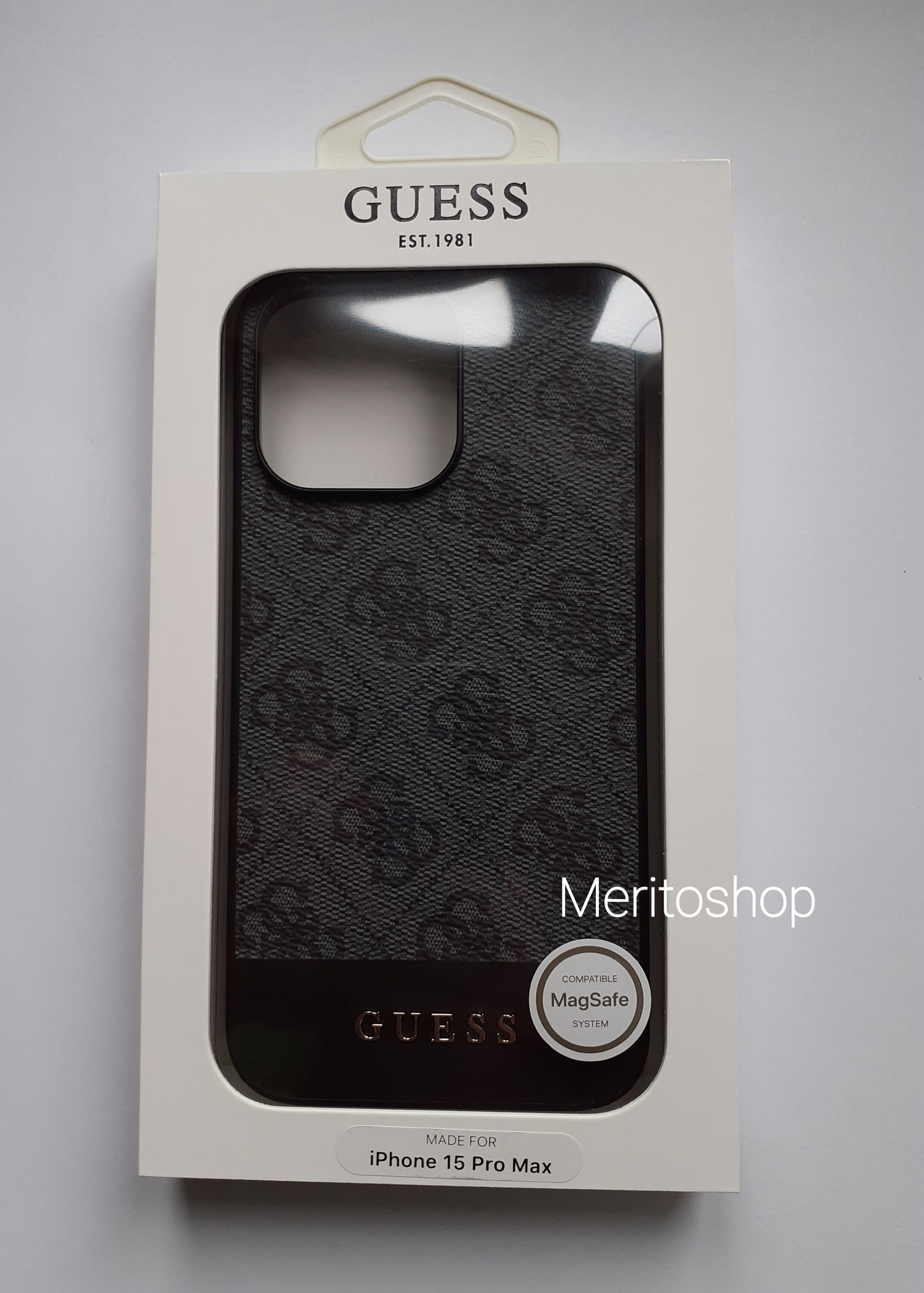 Guess Apple iPhone 15 Pro Max Schutzhülle Case Quilted Metal Logo Pink