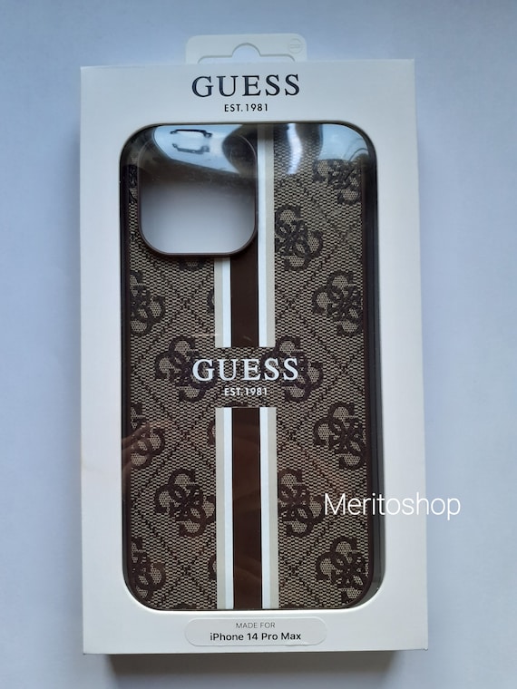 Guess iPhone 14 Pro Max Back Cover Case Printed Stripes Brown Etsy