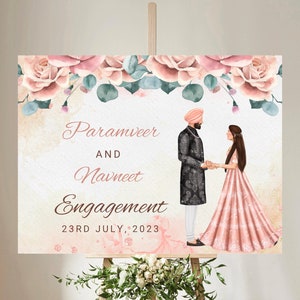 Indian engagement welcome signs in Hindu wedding signs, roka welcome signs as indian wedding Rokha, roka signs & desi wedding decor as desi