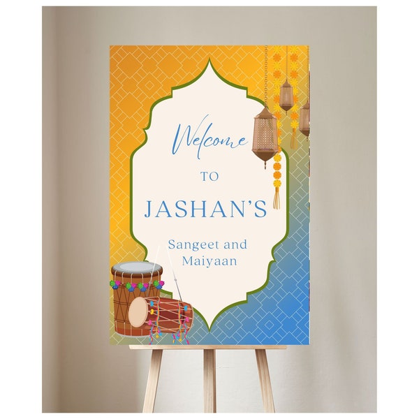 Jaggo, Maiyan, Sangeet Wedding Sign, Punjabi Wedding, Colourful Dhol, Welcome Signs Maiyaan & Maiyan Welcome signs, Maiyan Signs