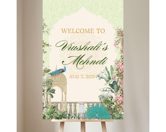 Gold and green Wedding Sign, Peacock Theme, Nikkah, Sangeet, Mehndi, Jaggo Sign, Indian Wedding Sign, Punjabi, Welcome Sign, Sikh Wedding