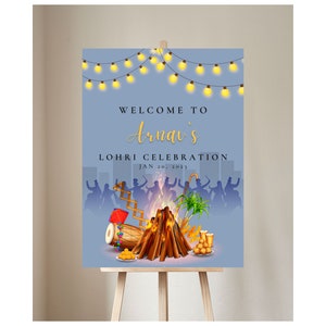 Lohri Sign, Lohri Welcome Sign, Punjabi Festival Sign, Lohri Decor, Editable Lohri Signage, DIY Lohri Decor, First Lohri Sign