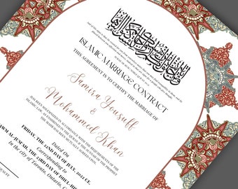 Nikkah Contract, Nikah Nama, Customized Muslim Marriage Certificate, Keepsake, Wedding Gift for Bride and Groom, Nikah Wedding Digital,