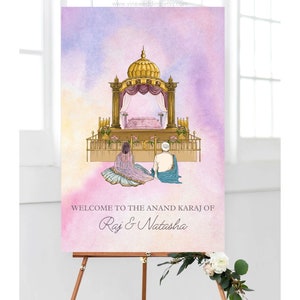 Sikh Welcome Wedding Sign Anand Karaj as Anand Karaj Welcome Sign, Sikh Wedding signs & Sikh Wedding Welcome Sign, Punjabi Welcome sign Sikh