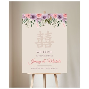 Chinese  Ceremony Wedding, Chinese Wedding Sign, Double Happiness Sign, Chinese Wedding Decor, Wedding Welcome Sign,  Ceremony Decor