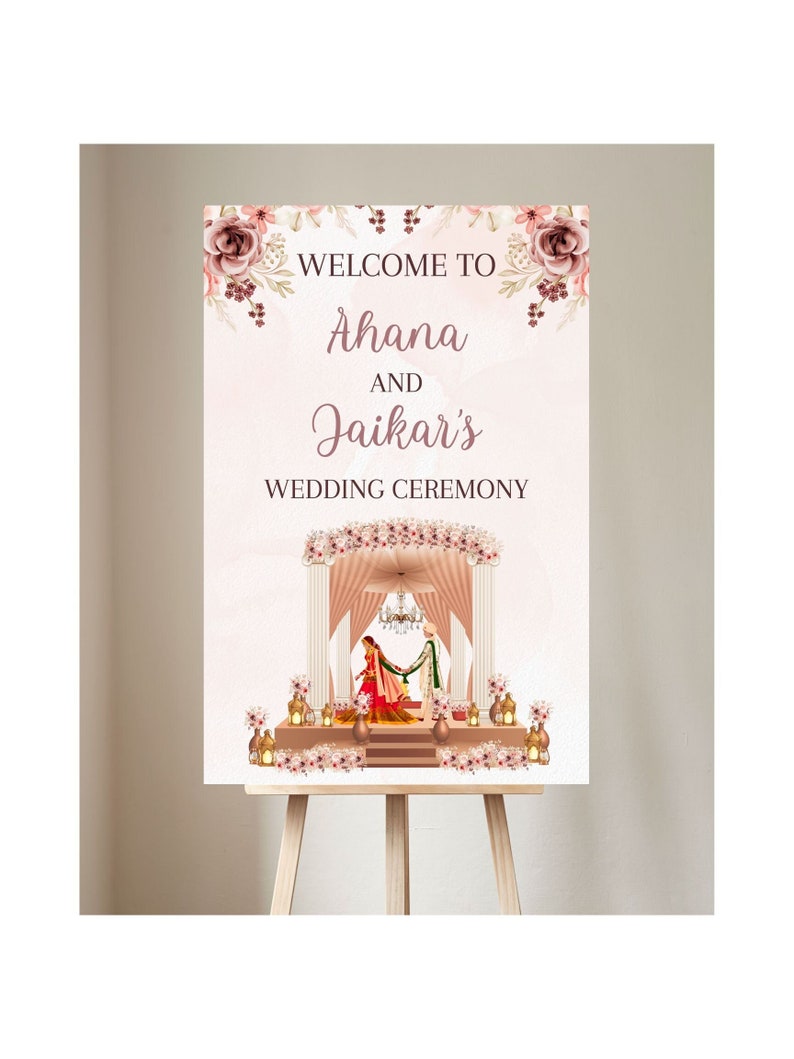 Indian Wedding Welcome Board as Hindu Welcome Signage, Mandap Wedding ...