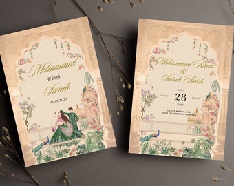 Indian Wedding Invitation template, Digital Indian wedding invites, Hindu wedding invitation