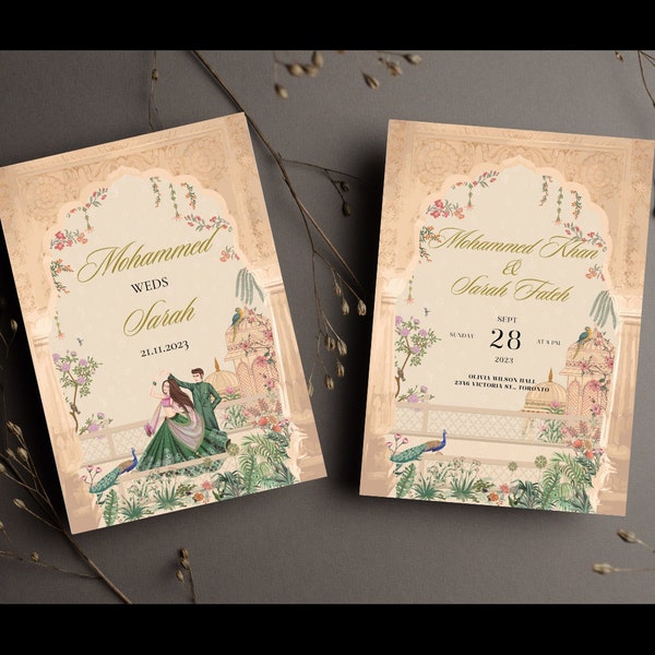 Indian Wedding Invitation template, Digital Indian wedding invites, Hindu wedding invitation