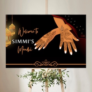 Mehndi signs in Mehendi welcome signs, welcome to Maiyan signs & Mendhi welcome signs, Indian wedding welcome signs for entrance, desi sign
