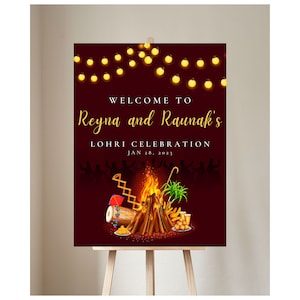 Lohri Sign, Lohri Welcome Sign, Punjabi Festival Sign, Lohri Decor, Editable Lohri Signage, DIY Lohri Decor, First Lohri Sign