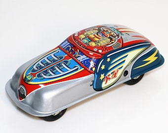 Rocket Racer.Vintage Wind Up Tin Toy Retro Collectible Car.Design and production by Saint John