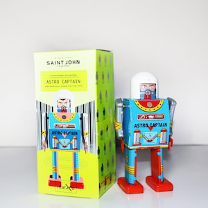 Astro Captain.Vintage Wind Up Tin Toy Retro Collectible Robot.Design andproductionSaint John.Gifts for her.Gift for kids.Christmas gift idea