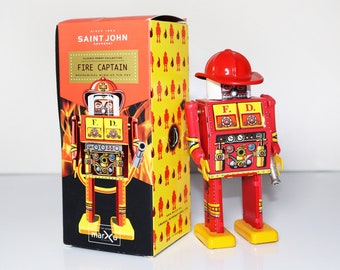 Fire Captain.Vintage Wind Up Tin Toy Retro Collectible car.Design and production by Saint John
