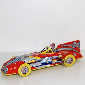 Sonic Fire Patrol.Vintage Wind Up Tin Toy Retro Collectible Car.Design and production by Saint John.Gift for kids.Christmas gift idea