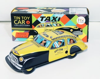 Taxi.Vintage Wind Up Tin Toy Retro Collectible Car.Design and production by Saint John.Gifts for her.Gift for kids.Christmas gift idea.