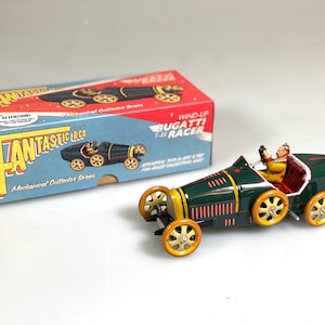 Bugatti T-35 Racer Limit Edition.Vintage Wind Up Tin Toy Retro Collectible Car.Design and production by Saint John.Gift for kids.