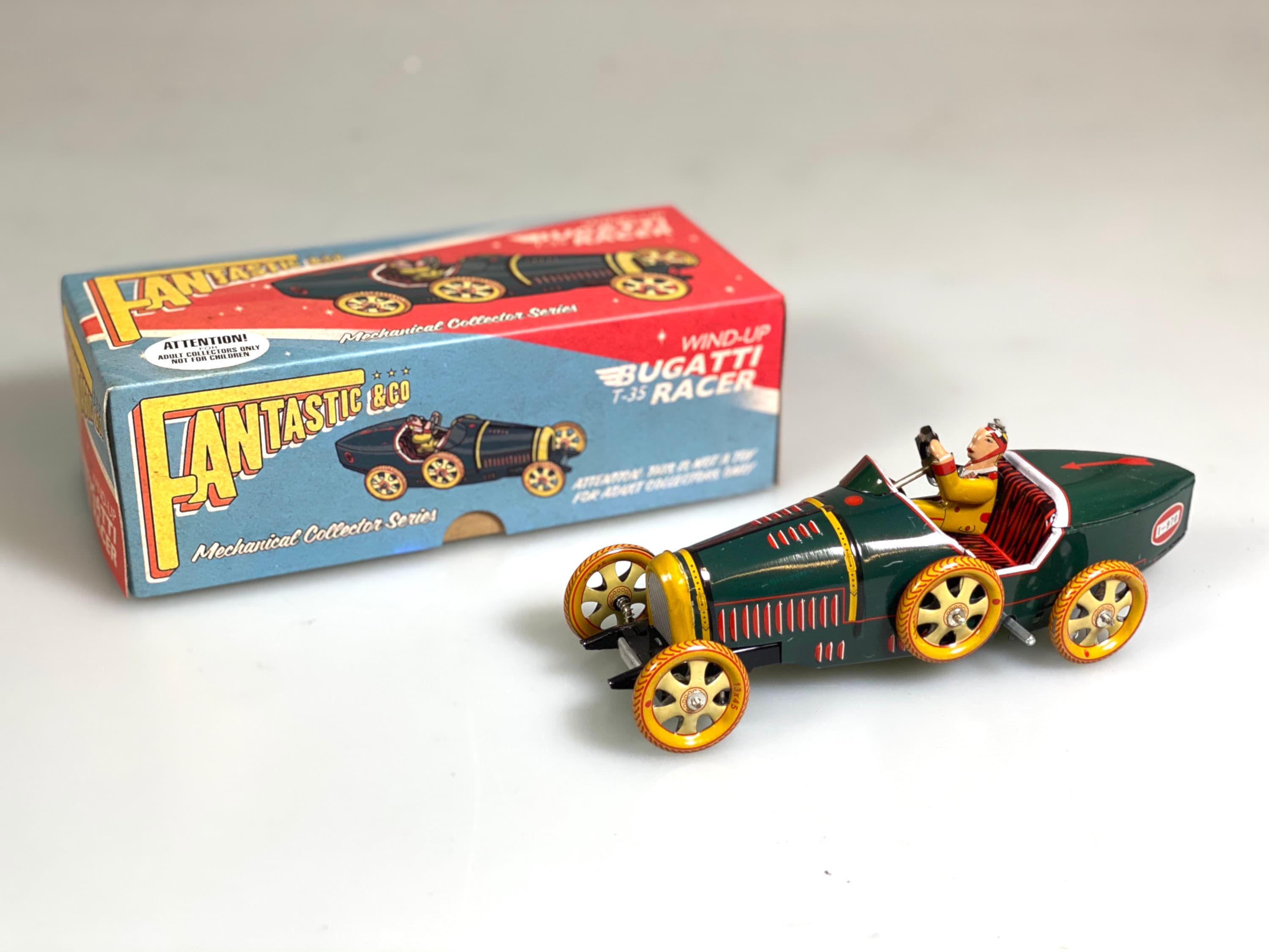 Lot - Vintage 1938 Marx Toys Tricky Taxi Tin Lithographed Wind Up Car w/  Original Box WORKS