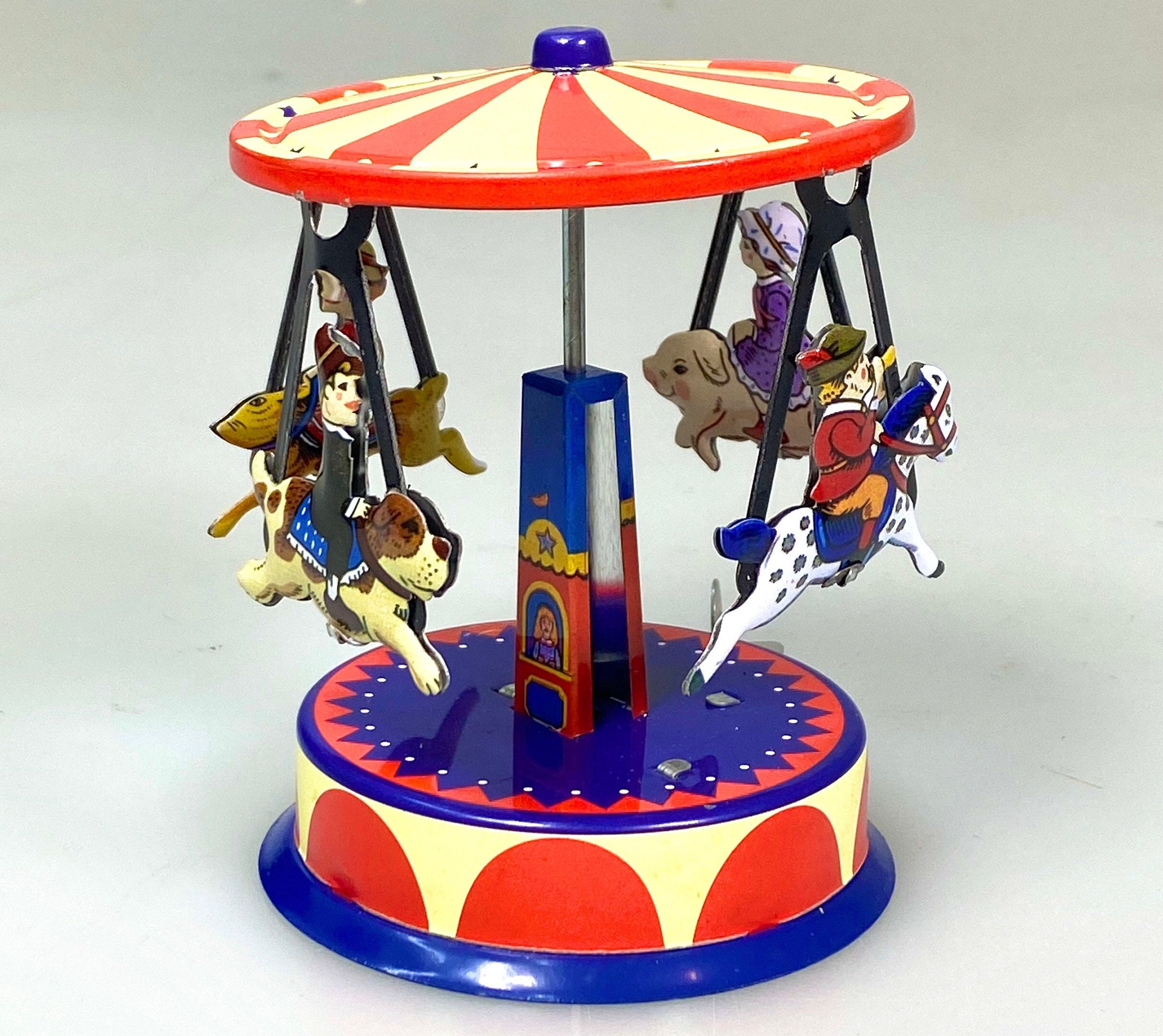 Animal Carousel.vintage Wind up Tin Toy Retro Collectible Carousel.design  and Production by Saint John 