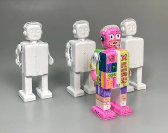 DIY Custom Color Robot.Vintage Wind Up Tin Toy Retro Collectible Robot.Design and production by Saint John.Gift for kids.Christmas gift idea